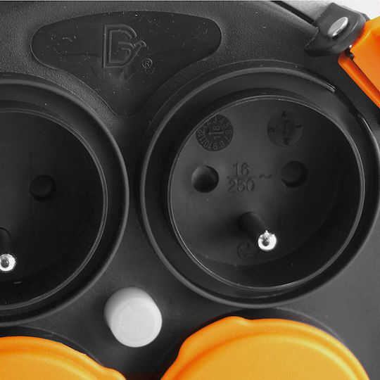 Richmann Cablu de prelungire 4 locuri cu cablu de 20m Diametru 3 x 2.5mm² Rezistent la apă Neagră