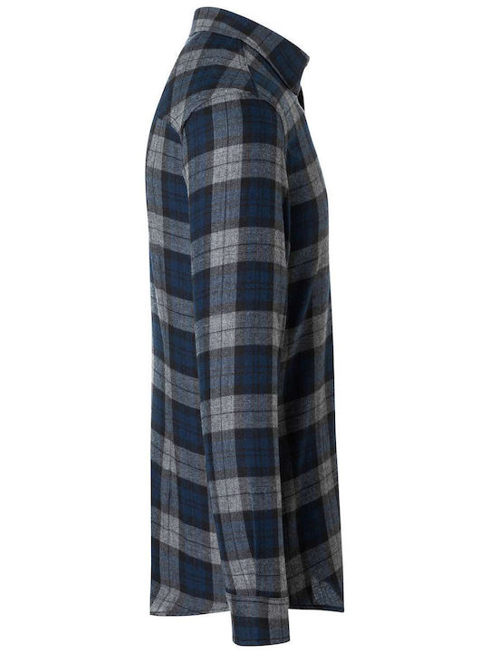 Long Sleeve Checked Blue Shirt