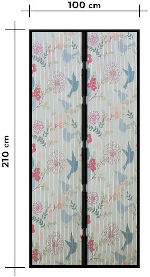 Mosquito Net Door with Velcro with Magnetic Clasp Polyester Multicolour 210x100cm