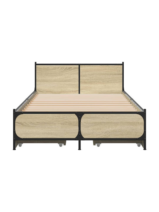 Ein Einzelbett Aus Holz Eiche mit Lattenrost für Matratze 75x190cm