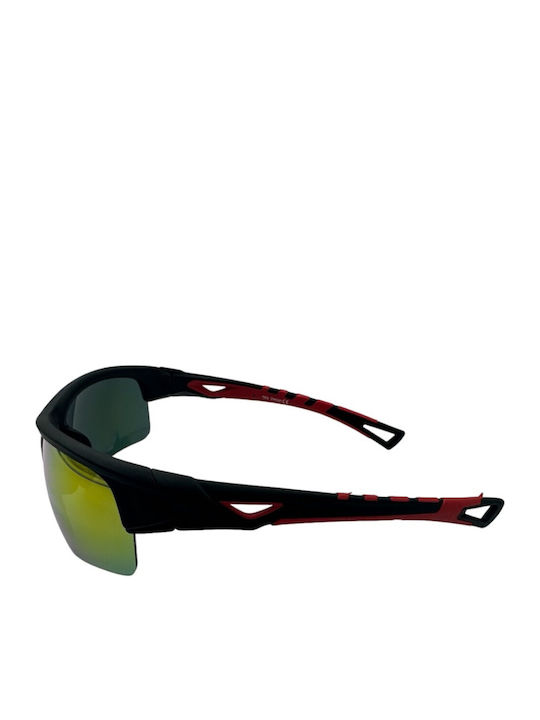 V-store Unisex Sunglasses with Black Plastic Frame and Multicolour Mirror Lens