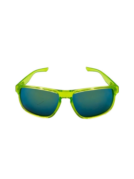 V-store Men's Sunglasses with Yellow Plastic Frame and Green Mirror Lens 0253-03