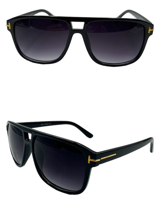 V-store Men's Sunglasses with Black Plastic Frame and Black Gradient Lens 5178-01