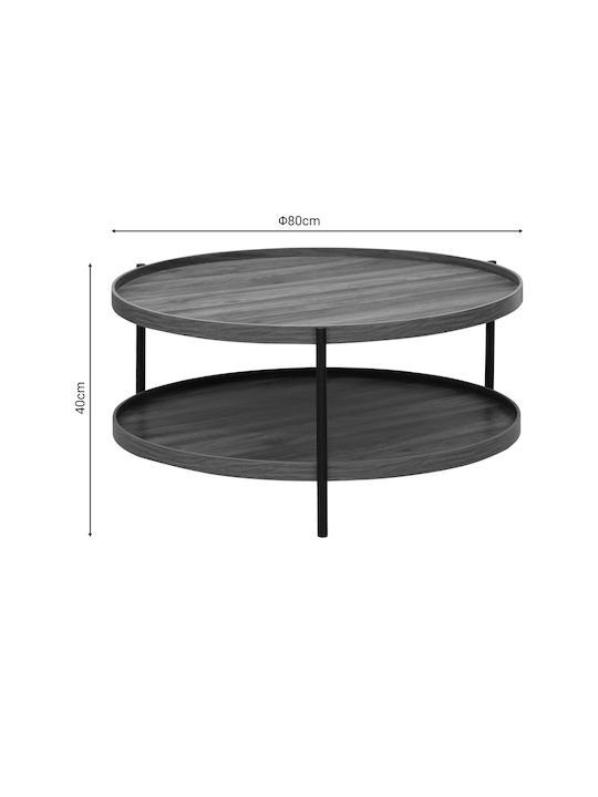 Round Central Coffee Table Portogie Wooden Walnut W80xL80xH40cm
