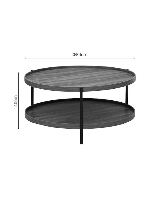 Round Central Coffee Table Portogie Wooden Walnut W80xL80xH40cm