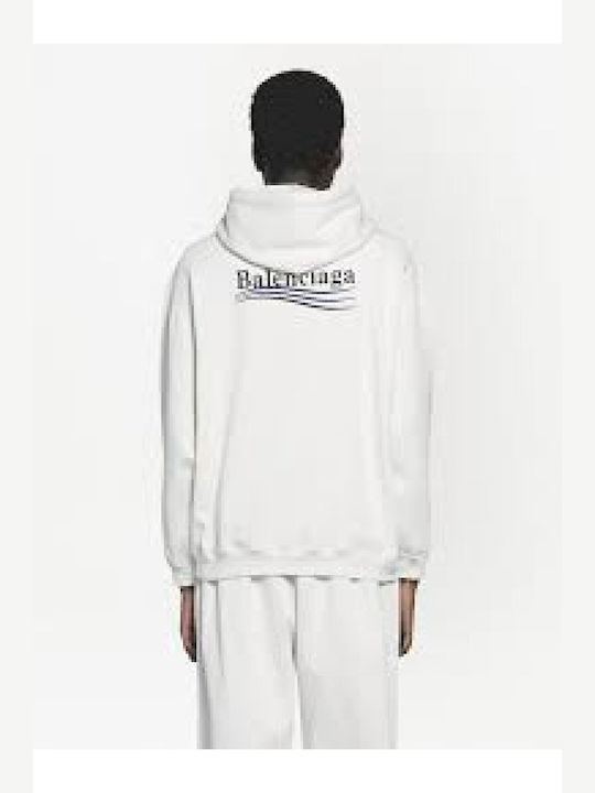 Balenciaga Herren Sweatshirt mit Kapuze und Taschen Blanc