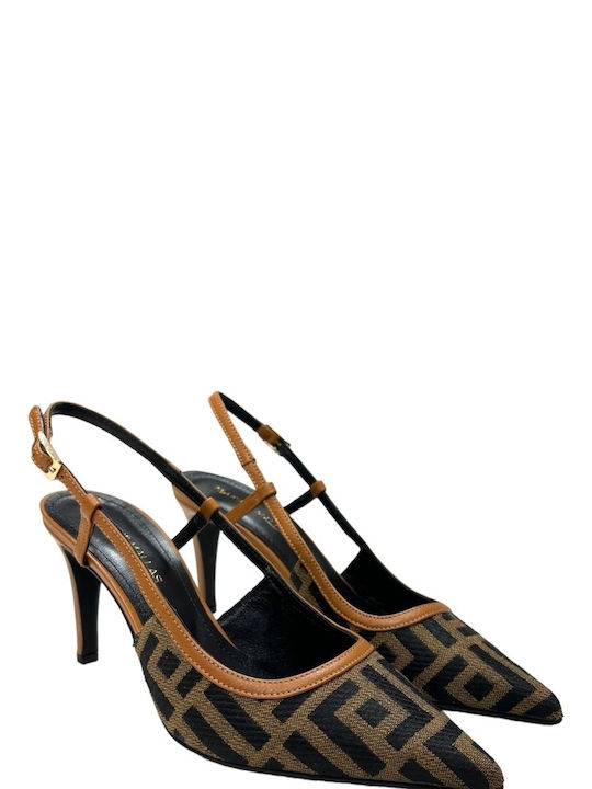 Tsakiris Mallas Leather Tabac Brown Heels