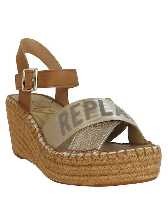 Replay Platforme dama în stil espadrile Aurii