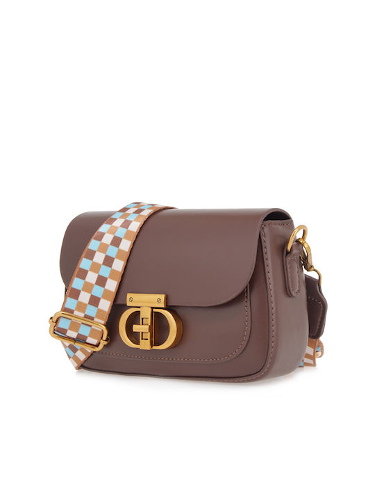 Exe Din piele Geantă de damă Crossbody Maro