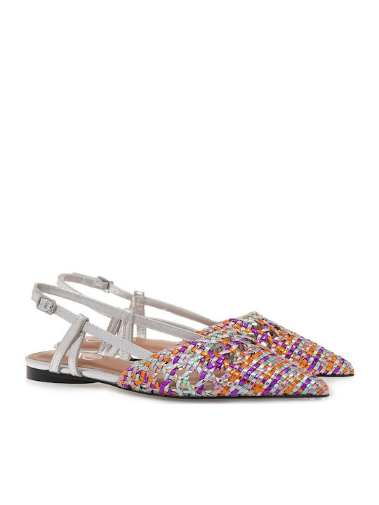 Miami Γυναικείες Μπαλαρίνες Slingback σε Ασημί Χρώμα