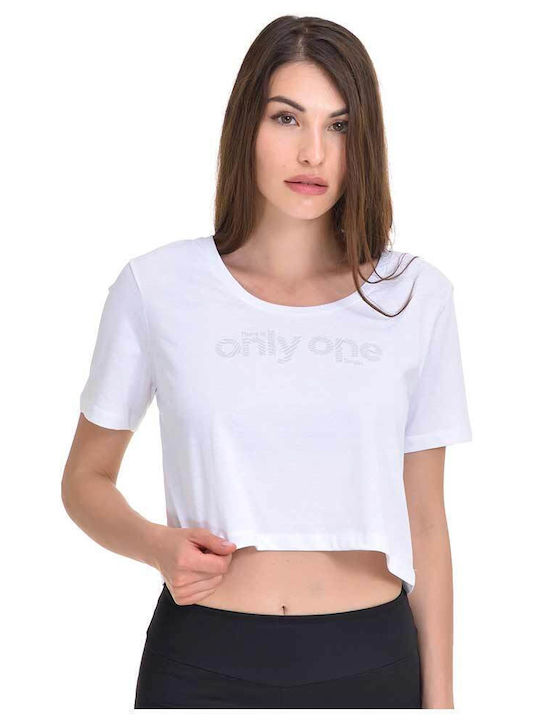 Women's Summer Crop Top Cotton Short Sleeve White