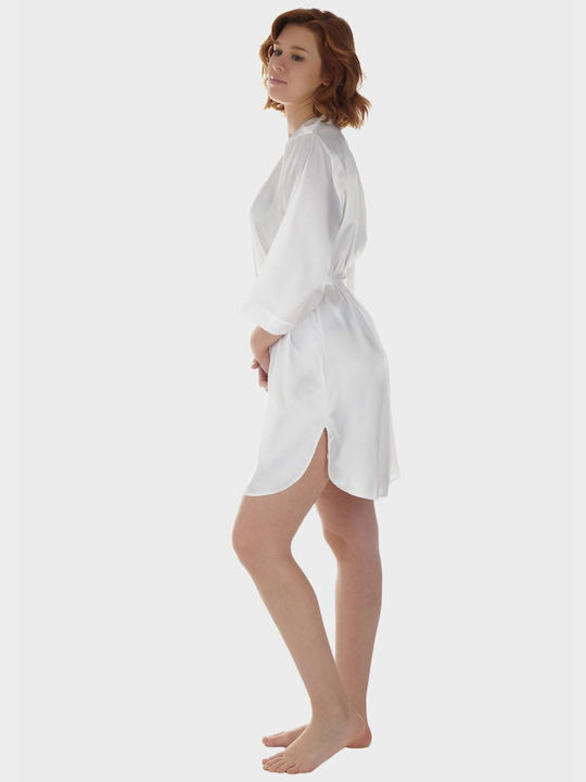 G Secret Summer Women's Satin Robe White