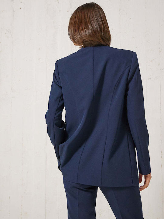 Enzzo Lung Blazer pentru femei Cu talie Sacou navy