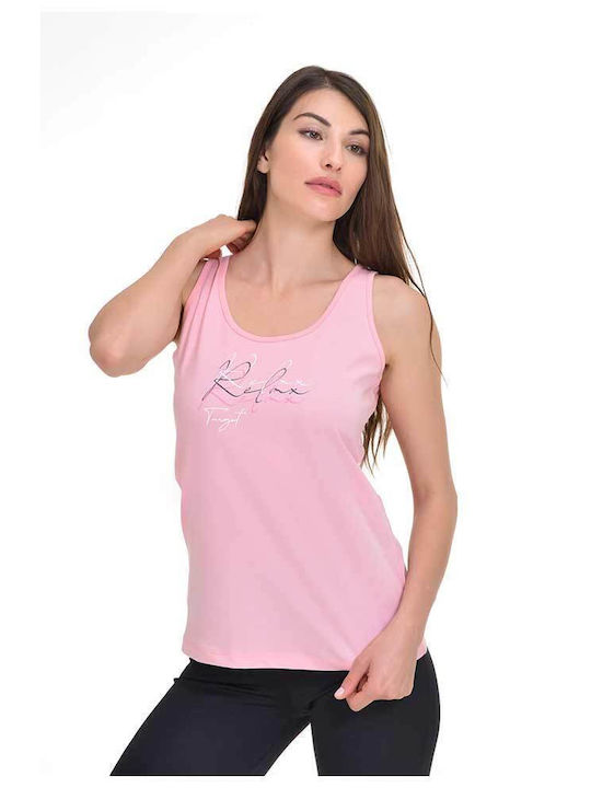 Damen Bluse Baumwolle Ärmellos Rosa