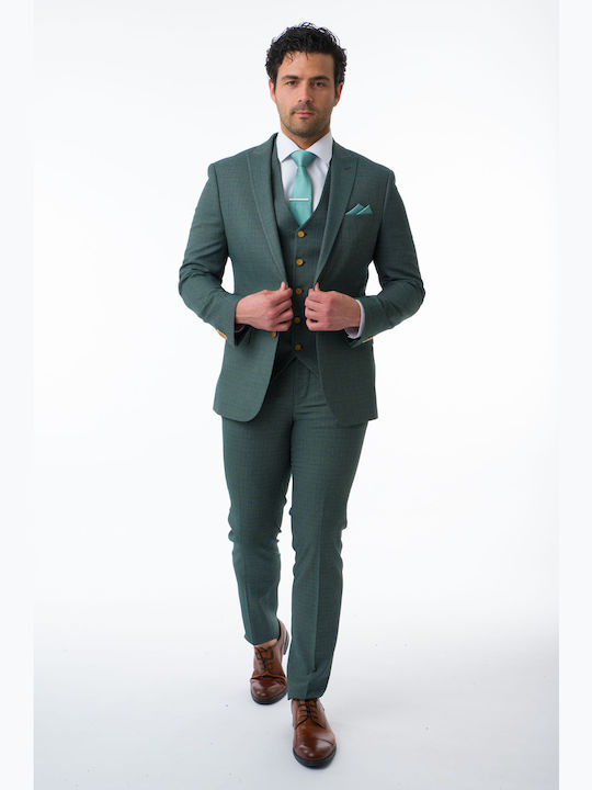 Massimo Veneziani Men's Suit with Vest Green