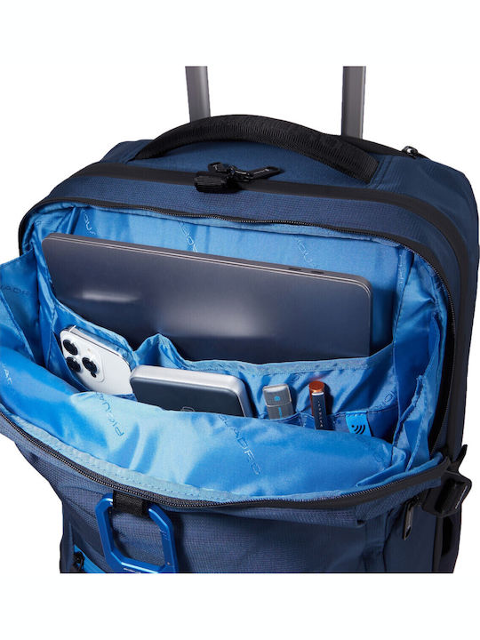 Piquadro Valiză De Călătorie De Cabină Din Material Textil Albastră Cu 4 Roți Înălțime 55 Cm