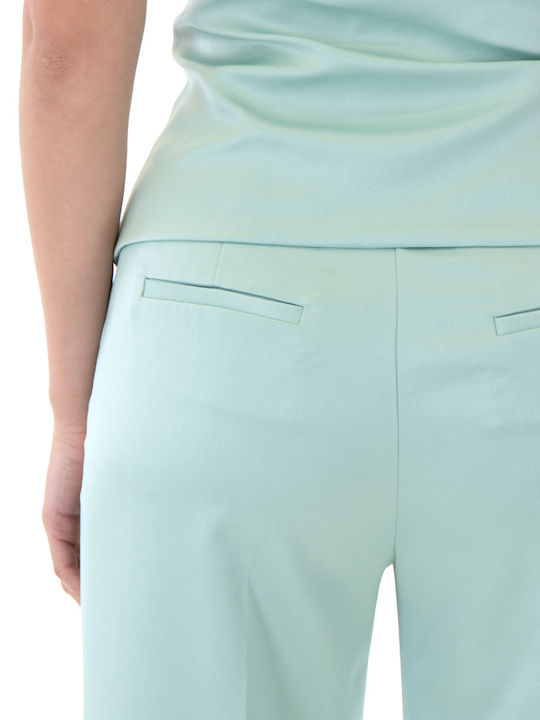 Pants Γυναικείο Ψηλόμεσο Υφασμάτινο Παντελόνι σε Ίσια Γραμμή Πράσινο