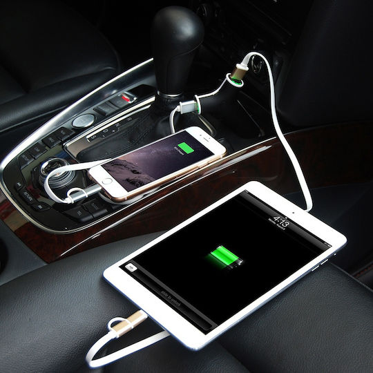 Φορτιστής Αυτοκινήτου με Θύρες: 2xUSB-A μαζί με Καλώδιο Micro-USB Μαύρο Χρώμα