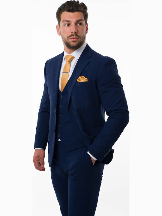 Men's Suit with Vest Blue