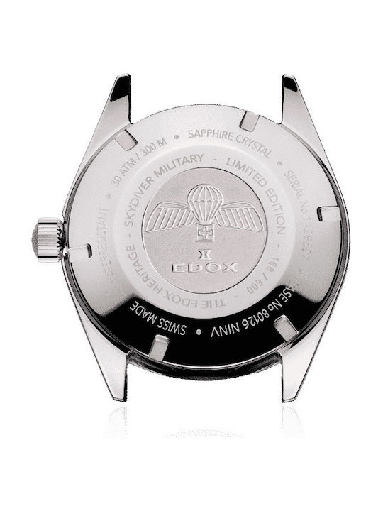 Edox Ανδρικό Ρολόι 42mm Αυτόματο με Γκρι Μεταλλικό Μπρασελέ