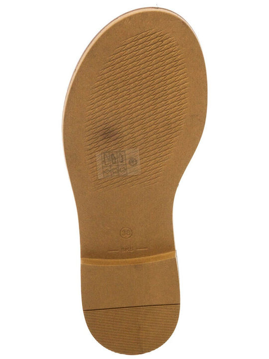 Leder Flache Sandalen für Damen in Tabac Braun Farbe