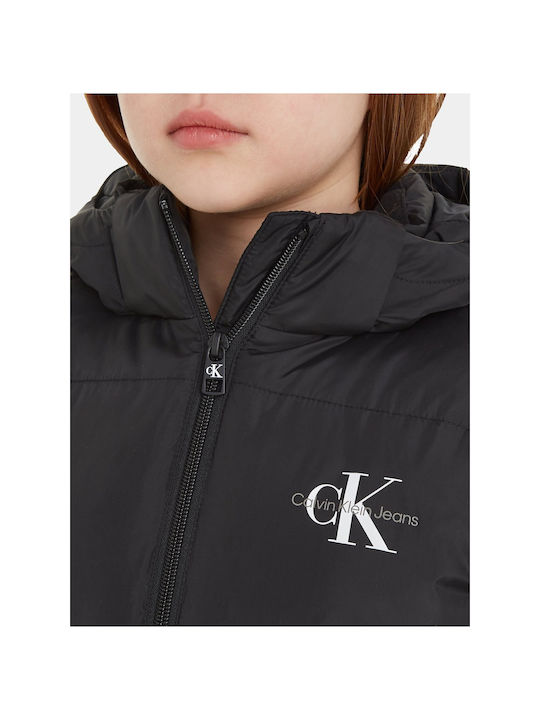 Calvin Klein Kinderjacke Lang mit Kapuze Black