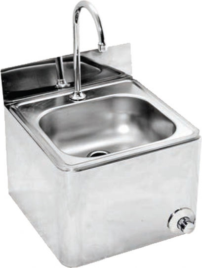 Stainless Steel Wall-Mounted Hygiene Sink with Knee Switch 38.5x38.5x37.5cm