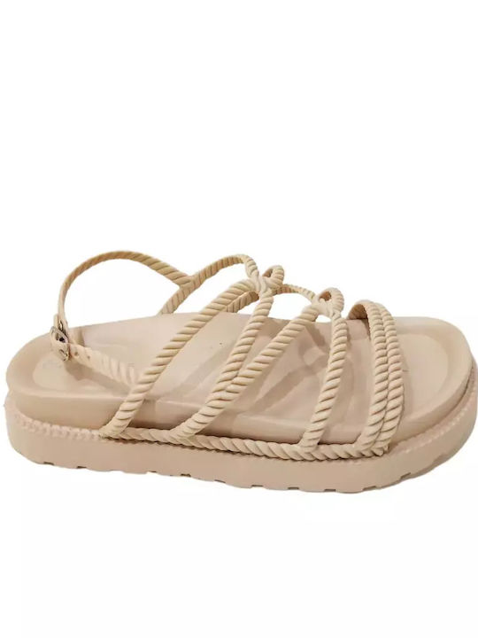 Eco Twins Women's Flat Sandals Anatomic in Beige Color