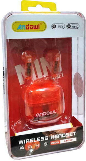Andowl Q-BQS21 In-ear Bluetooth Handsfree Ακουστικά με Θήκη Φόρτισης Πορτοκαλί