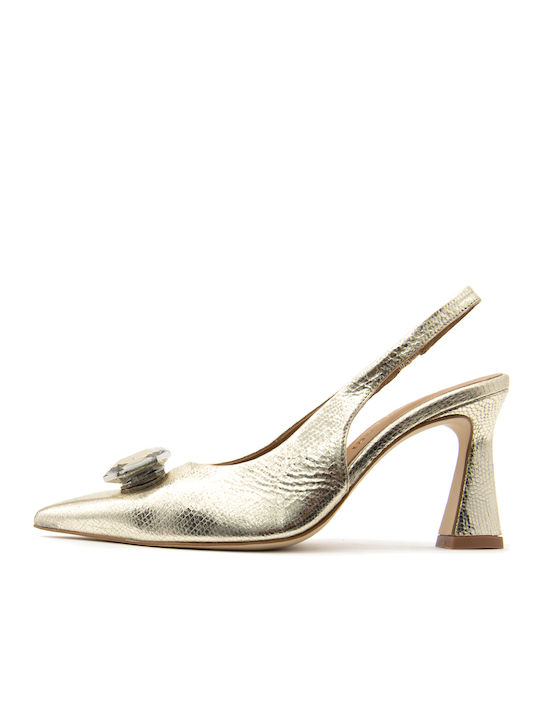 Paola Ferri Leather Gold High Heels