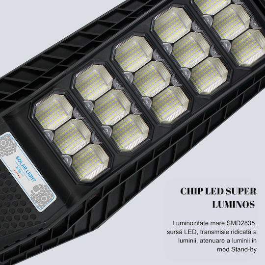 Lampă Solară Stradală 300W 2136lm Alb Rece 6000K cu Senzor de Mișcare și Telecomandă IP67 75cmx30cmx7cmcm