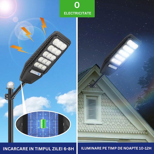 Lampă Solară Stradală 300W 2136lm Alb Rece 6000K cu Senzor de Mișcare și Telecomandă IP67 75cmx30cmx7cmcm