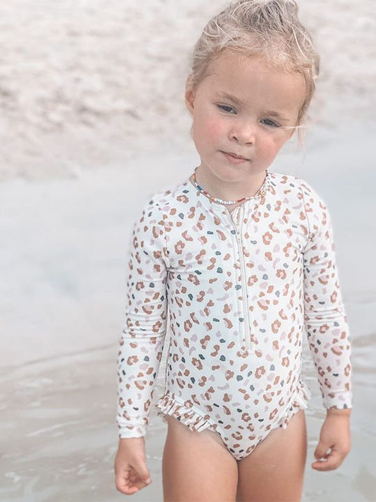 Swim Essentials Παιδικό Μαγιό Ολόσωμο Offwhite Kahki Leopard