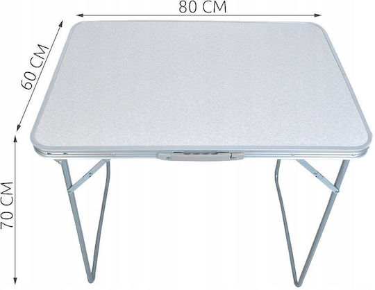 Table Aluminum for Camping Foldable in Case 80x60x70cm White