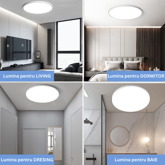 Στρογγυλό LED Panel 38W με Ψυχρό Λευκό Φως 6500K