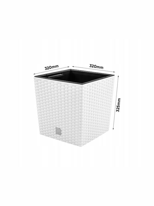 Prosperplast Ghiveci Rattan Alb 32x32x32.5εκ.