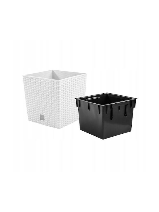 Prosperplast Ghiveci Rattan Alb 32x32x32.5εκ.