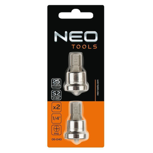 Neo Tools Σετ 2 Μύτες Κατσαβιδιού Σταυρός
