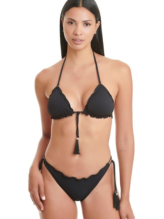 Bikini Slip με Κορδονάκια Μαύρο