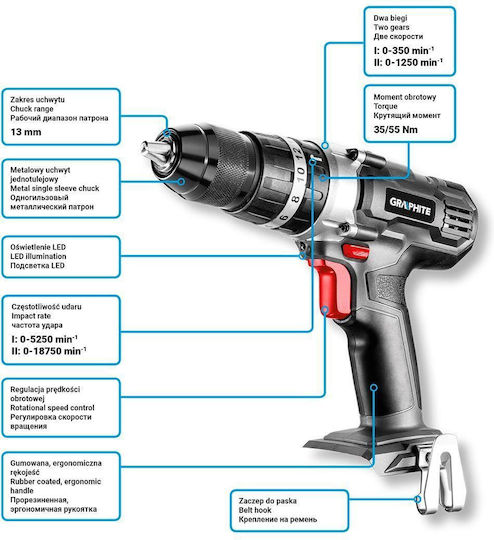 Graphite Percussive Drill Driver Battery Solo 18V