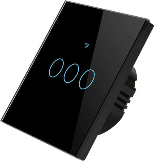 rezistent la apă Încastrat Comutator de Perete Wi-Fi Comenzi Triplu cu Cadru Negru