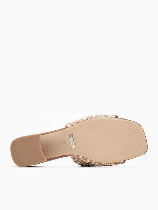Gables3 Leather Mules with Chunky High Heel in Tabac Brown Color