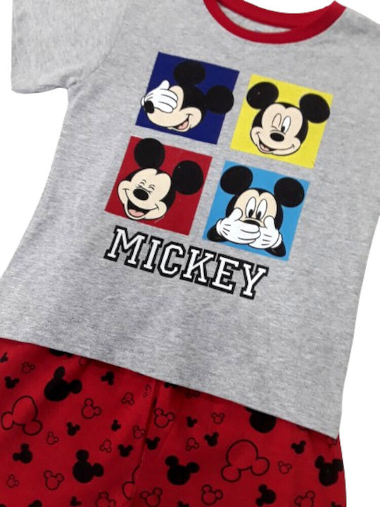 Disney Kinder Schlafanzug Sommer Baumwolle Grey Red Mickey