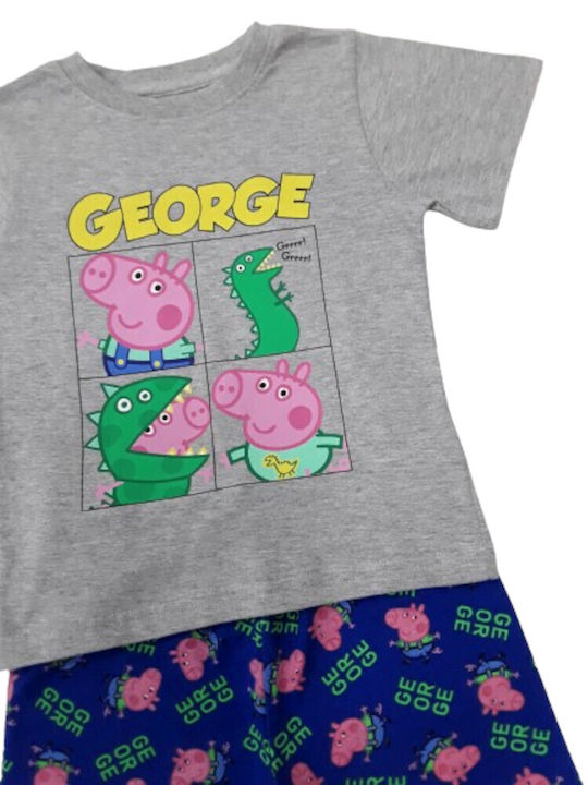 Peppa Pig Παιδική Πιτζάμα Καλοκαιρινή Grey Blue