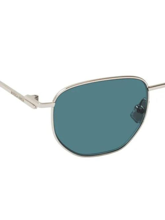 Bottega Veneta Unisex Sunglasses with Silver Metal Frame and Turquoise Mirror Lens BV1301S 004