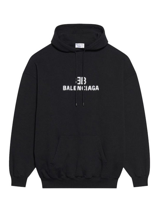 Balenciaga Men's Sweatshirt with Hood and Pockets Noir