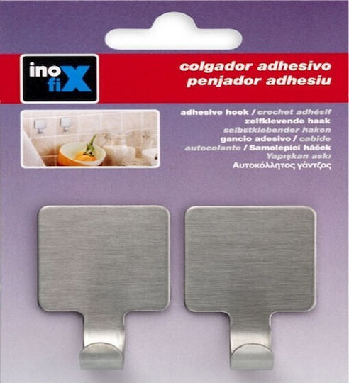 Self-adhesive Stainless Steel Hook Inofix 2077 46x32x24mm Set of 2 Pieces 193-2077-1