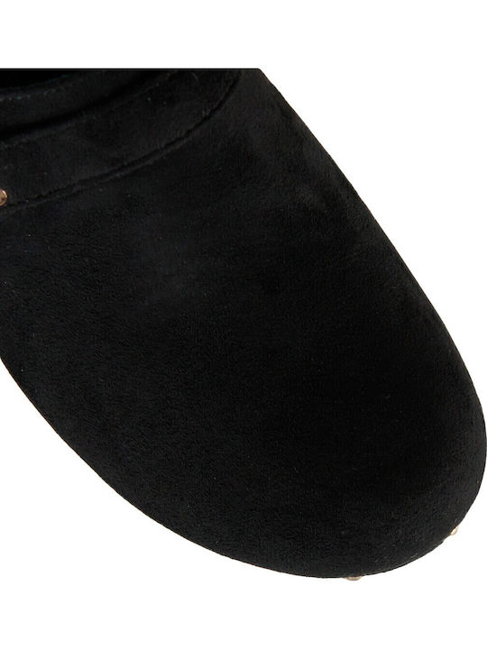 Leather Mules with Heel in Black Color