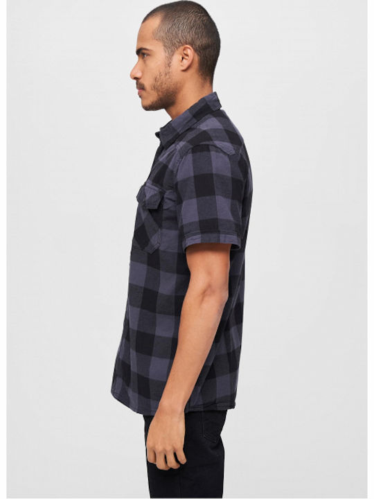 Short-sleeved Cotton Shirt Checked Black/Grey