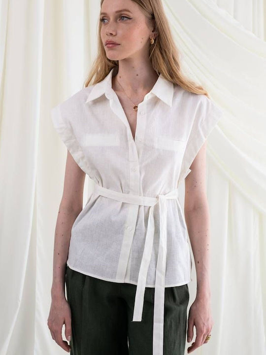 Frankie Women's Short Sleeve Shirt Ecru